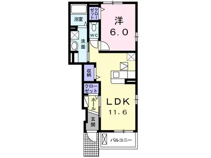 ソレイユ(1LDK/1階)の間取り写真