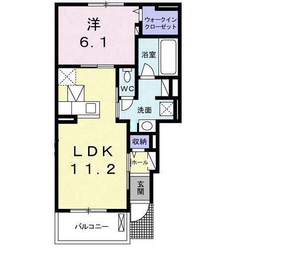 モンテルシールIIB(1LDK/1階)の間取り写真