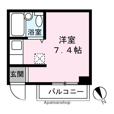 ルミエール渡辺(ワンルーム/2階)の間取り写真