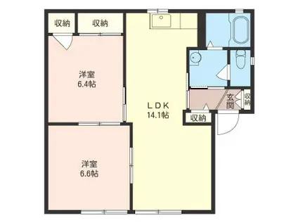 エスペランサA(2LDK/2階)の間取り写真