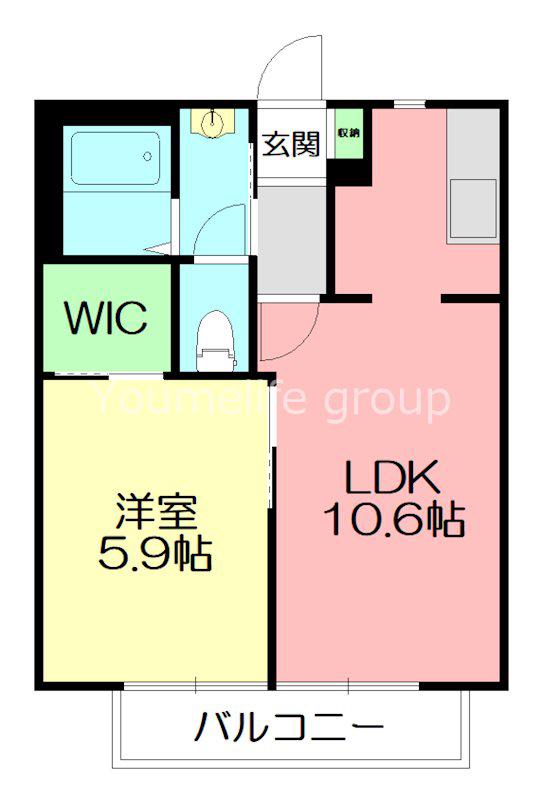 BELLE FLEUVE(1LDK/1階)の間取り写真