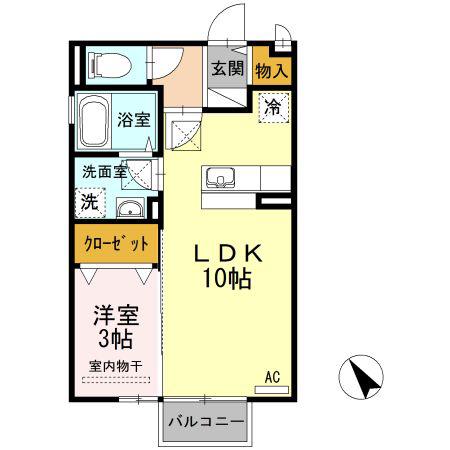 グランヴィル B棟(1LDK/1階)の間取り写真