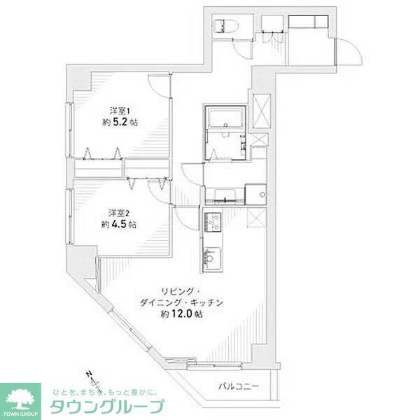 エトワール立川(2LDK/3階)の間取り写真