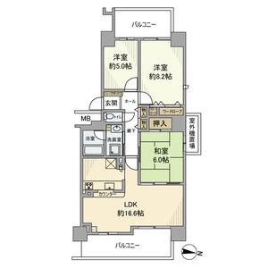 RICウエストコート7番街5番館(3LDK/4階)の間取り写真