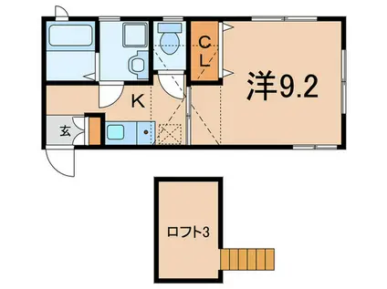 HERMITAGEMUSASINO(1K/2階)の間取り写真