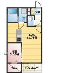 THE NOBLES秋葉町(1LDK/1階)の間取り写真
