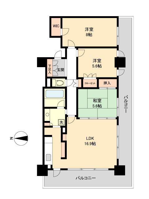 レジディアタワー仙台(3LDK/12階)の間取り写真
