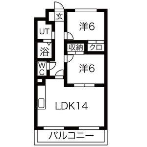 名鉄河和線 知多武豊駅 徒歩18分 3階建 築25年(2LDK/2階)の間取り写真