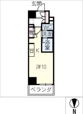 ザ・パークハビオ名古屋松原(ワンルーム/9階)の間取り写真