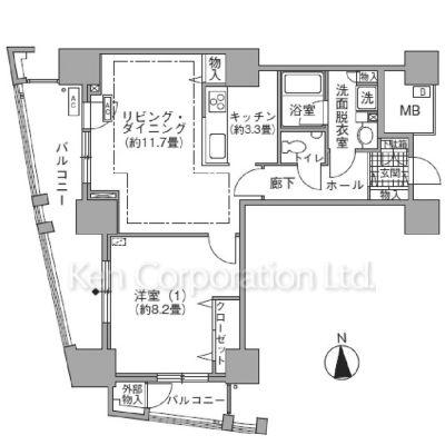 アクティ汐留(1LDK/4階)の間取り写真