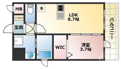 プランドール新北野(1LDK/4階)の間取り写真