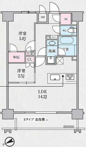 テラス浅草橋(2LDK/12階)の間取り写真