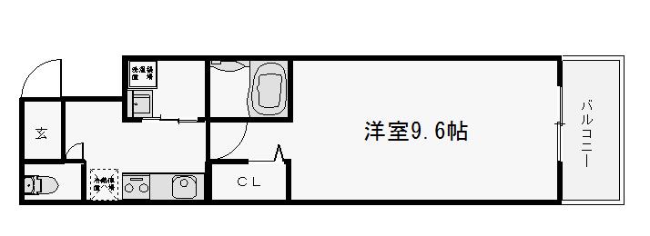 ビレイユ眞英富小路高辻(1K/2階)の間取り写真