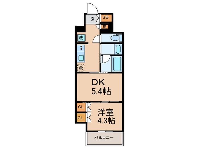 ザ・パークハビオ東長崎(1DK/8階)の間取り写真