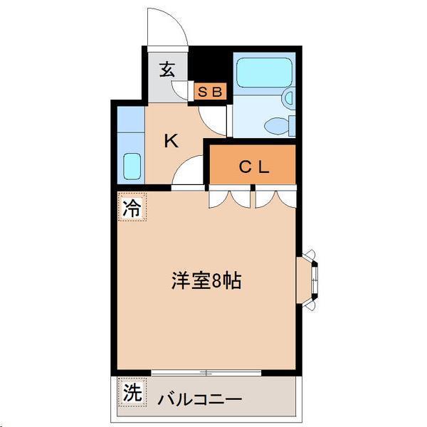 イーグルハイツ銀杏町(1K/4階)の間取り写真