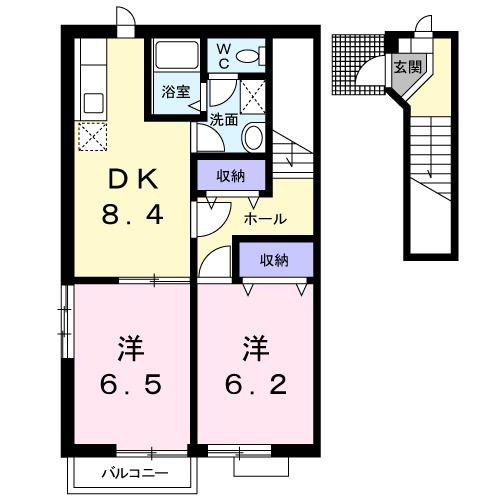 セトル白銀(2DK/2階)の間取り写真