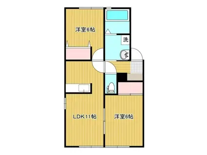 ガーデンヒルズD(2LDK/1階)の間取り写真