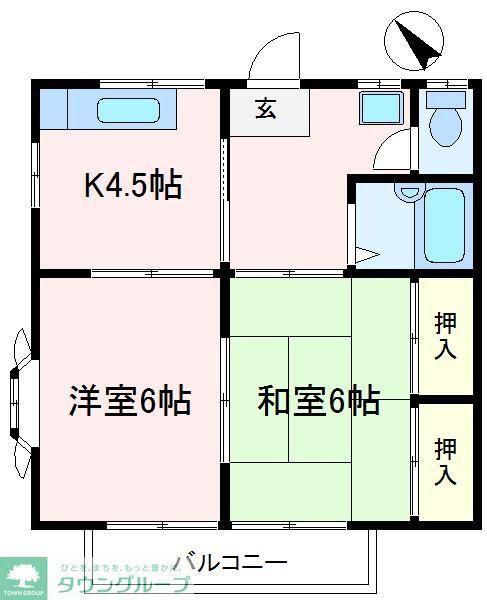 シティハイツ南台(2K/2階)の間取り写真