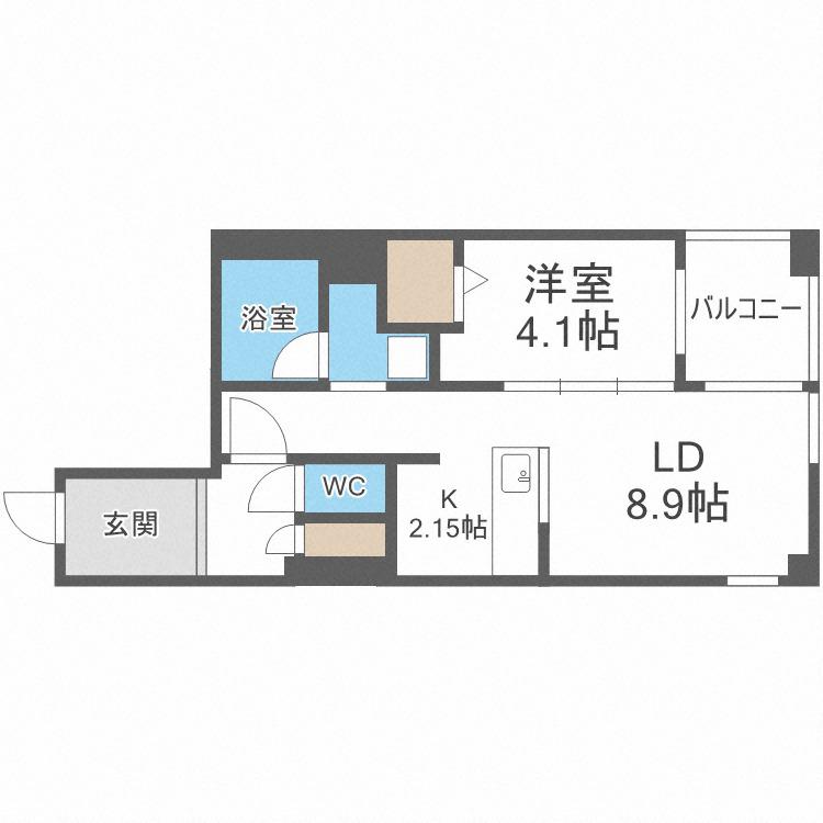 S-RESIDENCE近代美術館前(1LDK/6階)の間取り写真