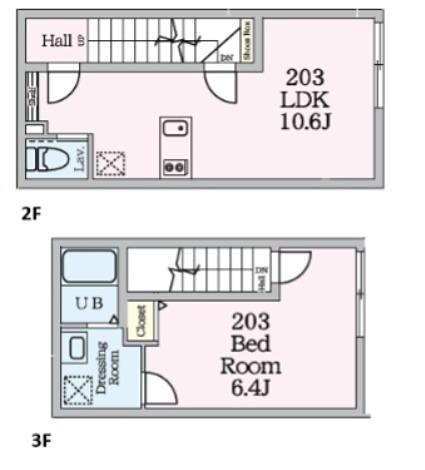 REBERTY竹ノ塚(1LDK/2階)の間取り写真