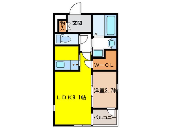 サニークレスト西新(2K/4階)の間取り写真