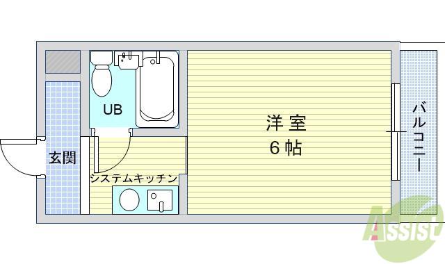 アイシス服部(1K/1階)の間取り写真