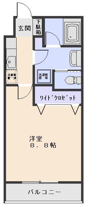 リビングステージ木町通(1K/2階)の間取り写真