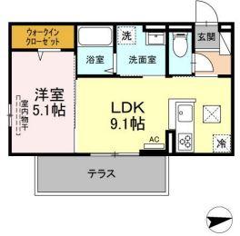 ラ・レコルトII(1LDK/1階)の間取り写真