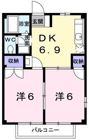 メゾン卯の里B(2DK/2階)の間取り写真