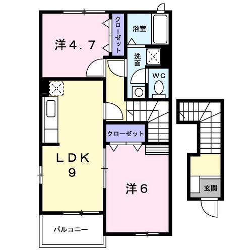ラ・フェスタA(2LDK/2階)の間取り写真