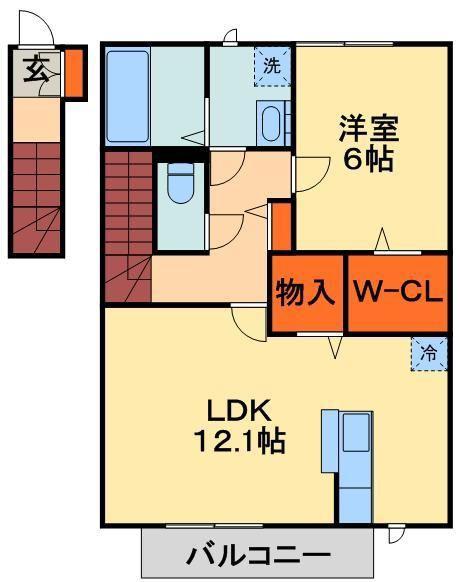 PETI NATURE(1LDK/2階)の間取り写真