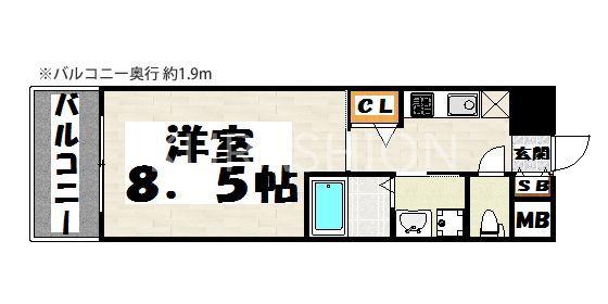 ウインステージ平尾(1K/5階)の間取り写真