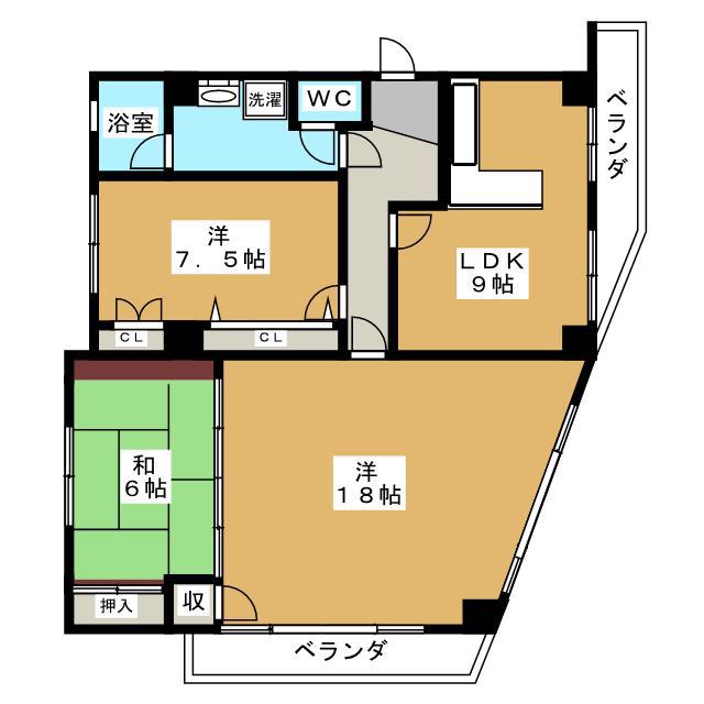 北野リージェンシー(3LDK/4階)の間取り写真