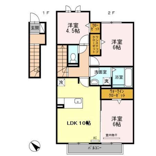 ヒルズ・若松町III(3LDK/2階)の間取り写真