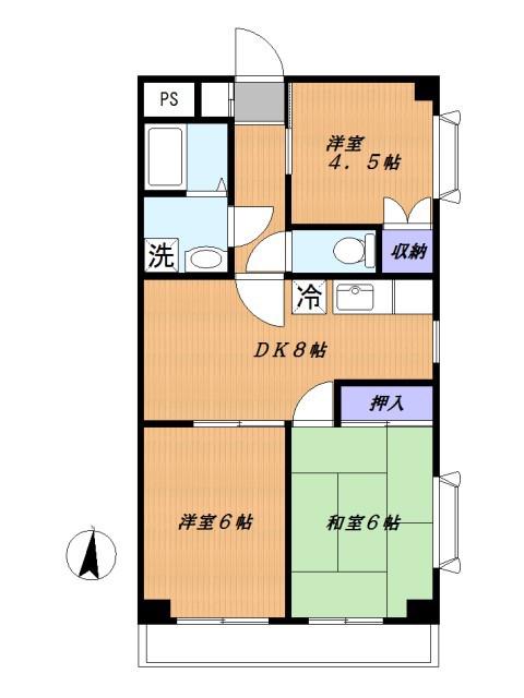サンベルテ嶮山(3DK/1階)の間取り写真