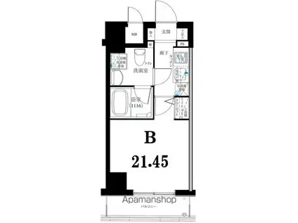 グリフィン横浜・ポートサイド弐番館(1K/11階)の間取り写真