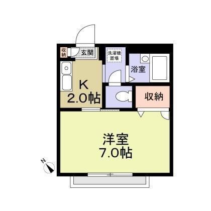 ドミールワダ(1K/1階)の間取り写真