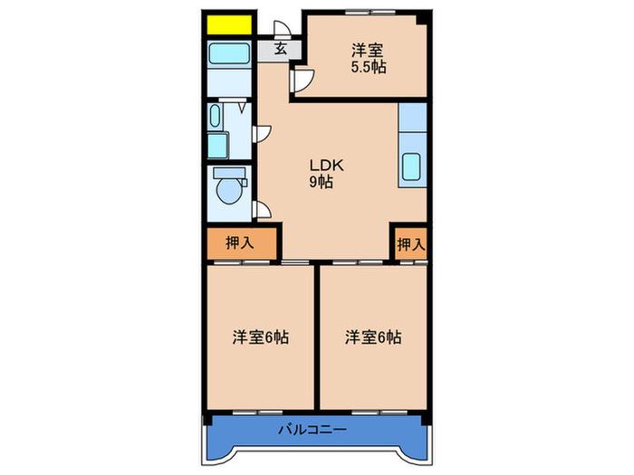 第2水無瀬ハイツ(3LDK/8階)の間取り写真