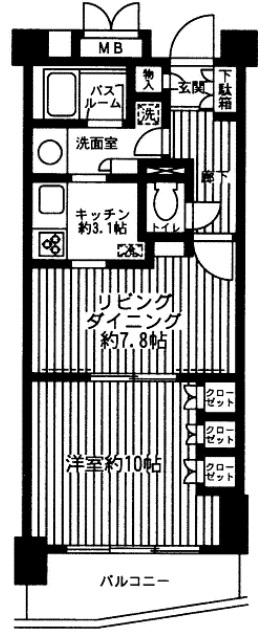 D クラディア横浜白楽(1LDK/5階)の間取り写真