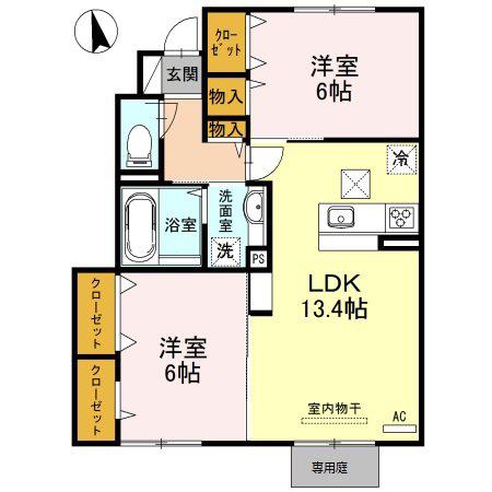 レスポワール(2LDK/1階)の間取り写真