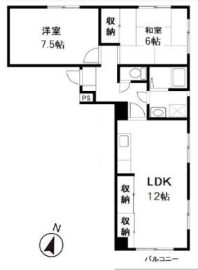 パインクレスト調布(2LDK/4階)の間取り写真