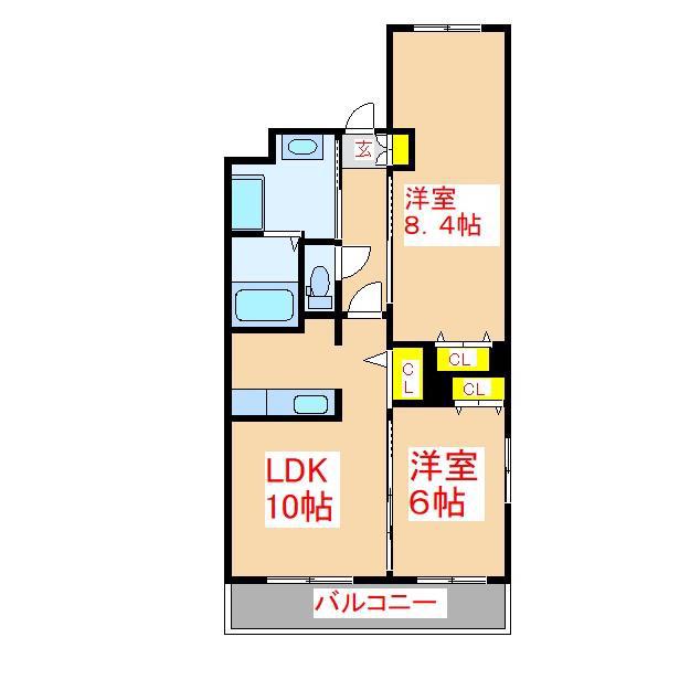 サザンクロス(2LDK/1階)の間取り写真