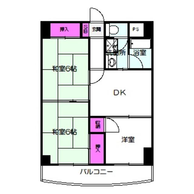 フローラルコート鶴見(3DK/4階)の間取り写真