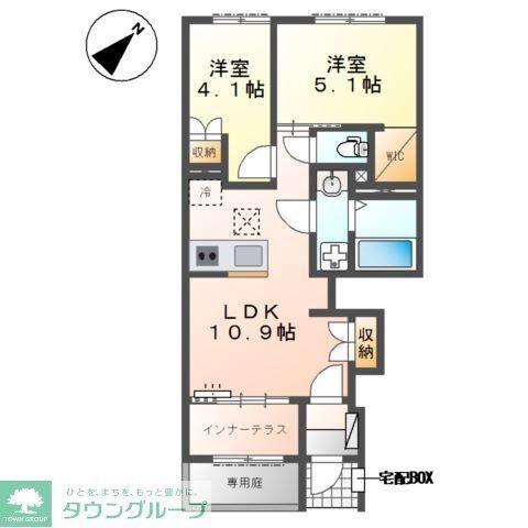 エクステンド・H(2LDK/1階)の間取り写真