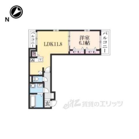 グリーン琥珀甲南Ⅰ(1LDK/2階)の間取り写真