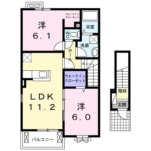 アルブル(2LDK/2階)の間取り写真