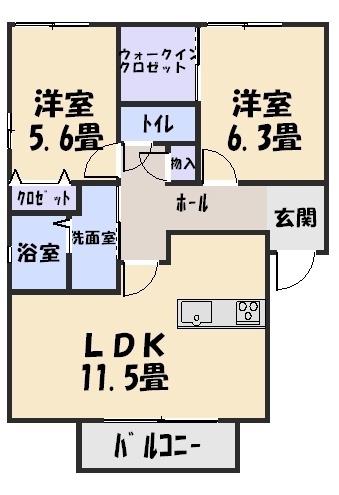 サウスナチュラルコート(2LDK/2階)の間取り写真