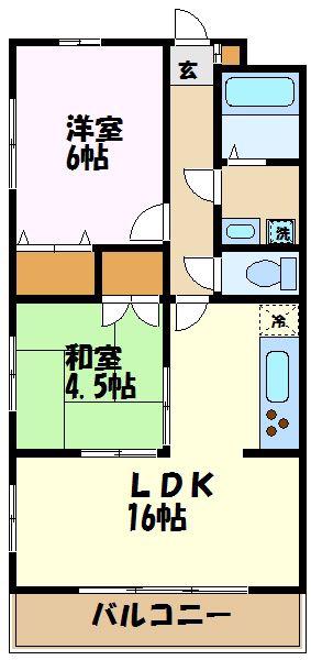 セレスティ(2LDK/3階)の間取り写真