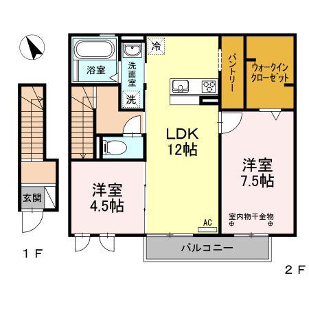 クレール東松阪II(2LDK/2階)の間取り写真