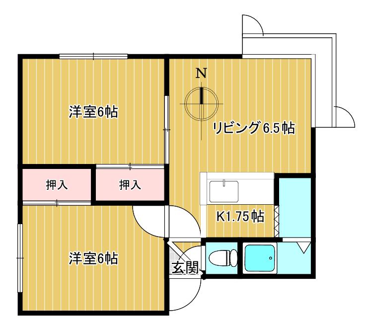 プラザ伏古(2LDK/2階)の間取り写真